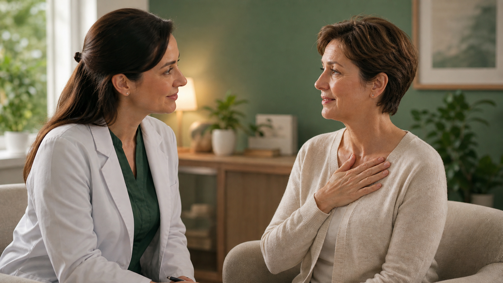 Discutie empatica intre medic si pacienta dupa diagnostic